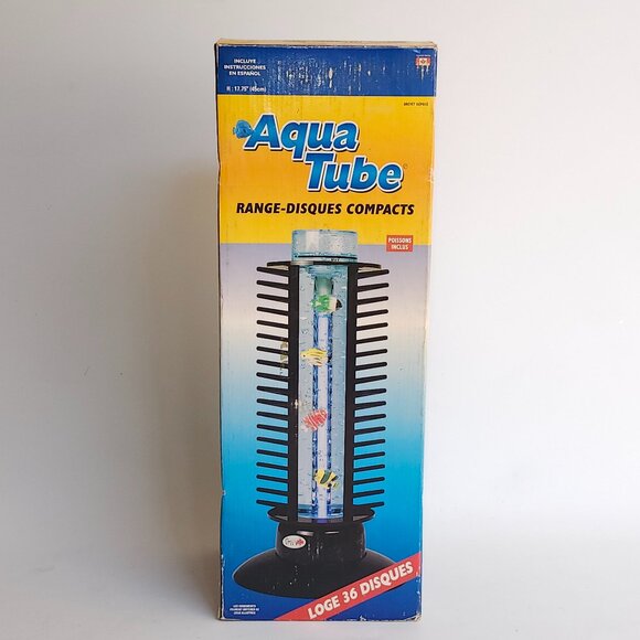 VINTAGE AQUA TUBE CD HOLDER BNIP Lava Lamp CD holder Holds 36 CDs WORKS - Picture 4 of 9